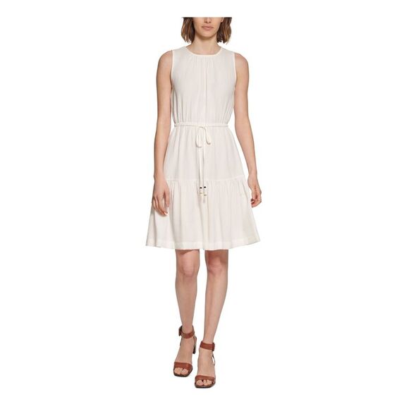 calvin klein fit and flare dress white Calvin Klein Women's Sleeveless Textured Fabric Fit & Flare Dress with Belt  at Waist, White, 16 : Amazon.ca: Clothing, Shoes & Accessories